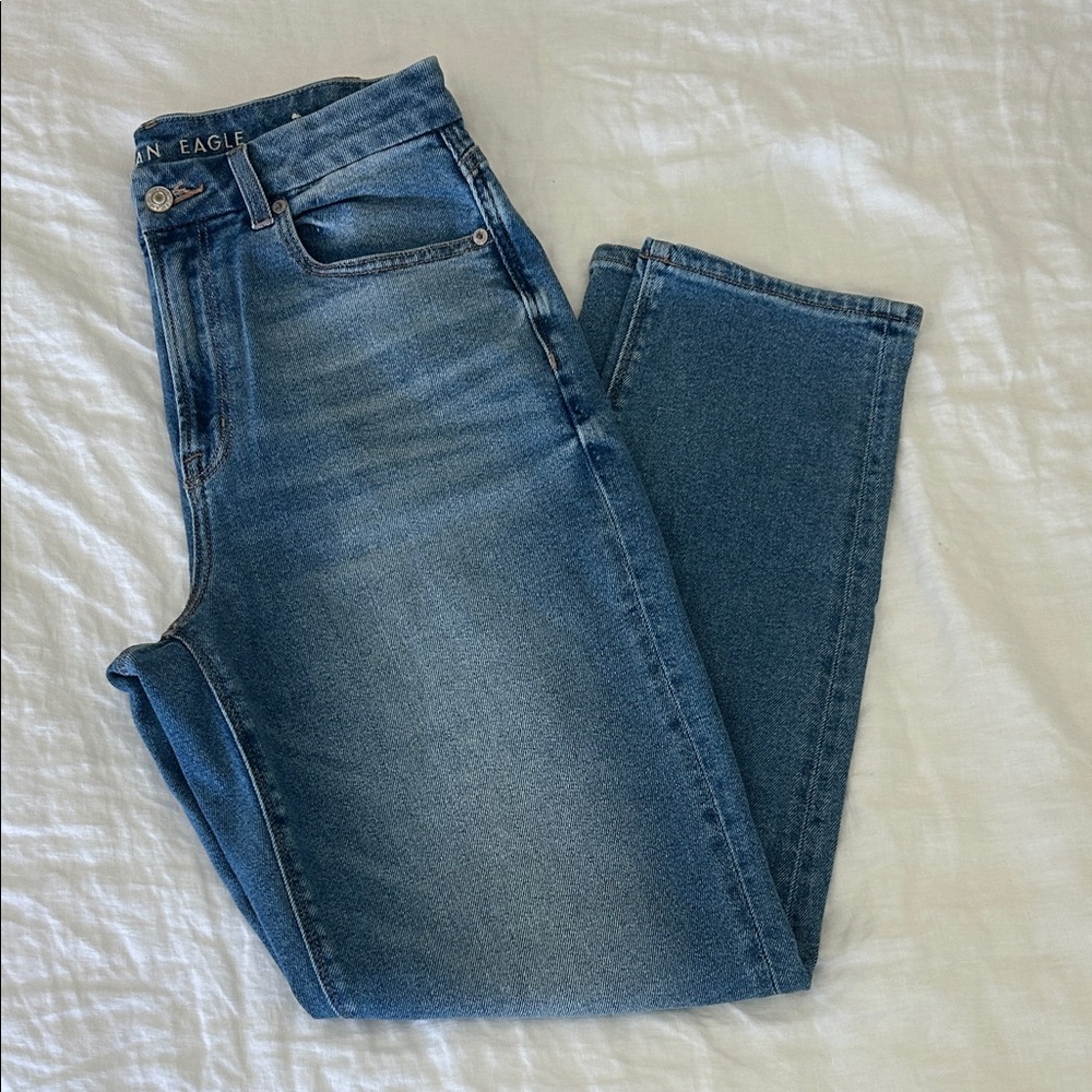 American Eagle Outfitters Curvy Mom Jean Medium Blue Straight Jeans
